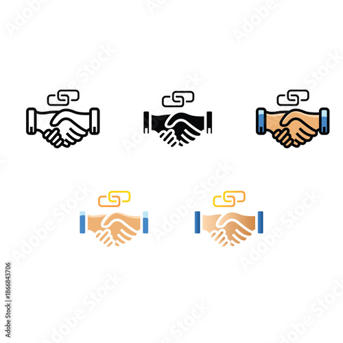 Handshake clip art diverse partners agree, symbolizing trust, commitment, and strong partnership. Fostering collaboration, cooperation, and responsible employment deals in any discussion