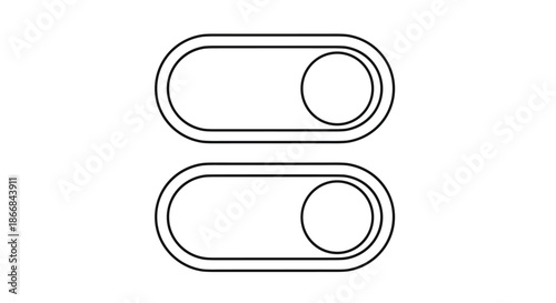 A simple black and white outline icon set of a user interface toggle switch, showing both the on and off positions for web or app design.