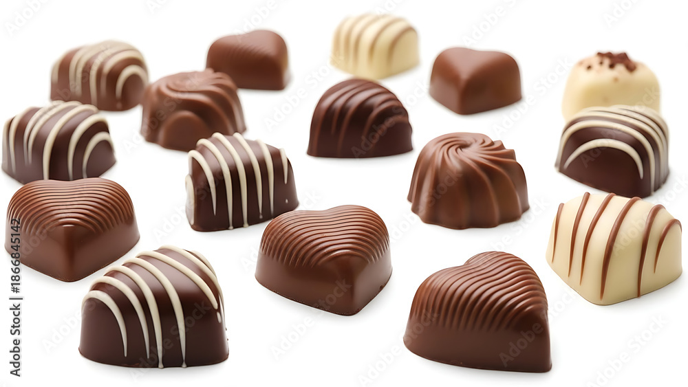 Fototapeta premium Assorted chocolate truffles with various designs and flavors
