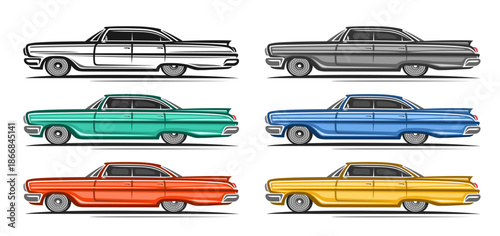 Vector vintage American Car set