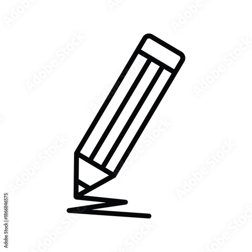 Outline simple pencil icon isolated flat style design.