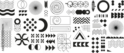 Abstract Geometric Shape Elements Set Modern Minimal Black Graphic Vector Collection