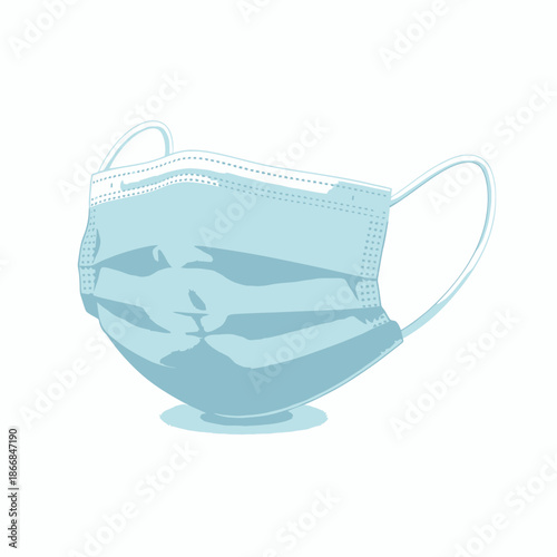 Blue surgical mask vector icon for medical protection healthcare safety and virus prevention isolated medical face mask illustration for web