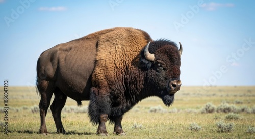 Large bison in grassy plain