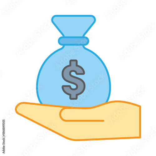 A hand holding a heavy money bag with a dollar sign representing funding and capital