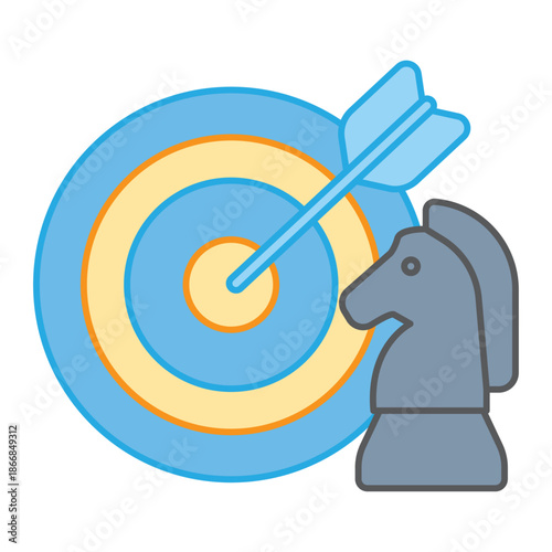 A target with an arrow and a chess knight piece representing strategic maneuvers