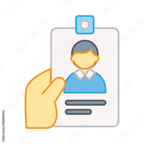 A hand holding an identification badge representing employee identity and access