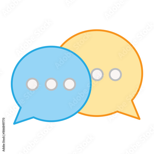 Two overlapping speech bubbles representing a dialogue or conversation between two parties