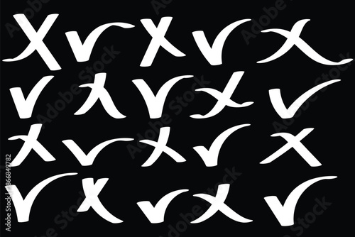 Green check mark and red cross icon set. Check box icon with correct, accept checkmark icons tick box checked. Approve symbol. Correct and wrong icons signs, flat round buttons. green and red colors.