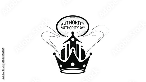 Symbol of authority and leadership with a crown and stylized building design