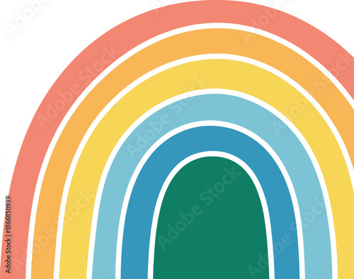 Minimal Pastel Rainbow Arch Illustration Modern Boho Abstract Shape Vector Design