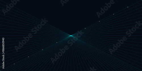 Neon Cyan 3D Perspective Grid Background with Center Focus for Futuristic Dashboards and Cybersecurity Reports