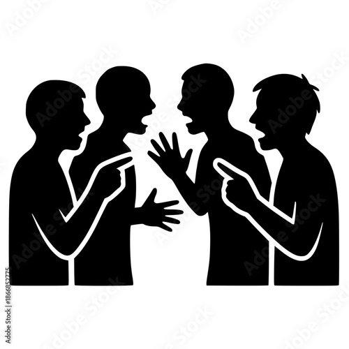 Men Arguing Discussion Silhouette