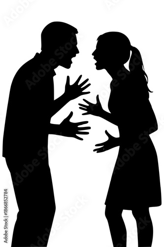 Couple Arguing Face to Face Silhouette