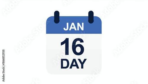 Minimalist Calendar Icon Vector with Date and Month in Blue and White Style for Digital and Print Design