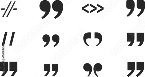 A Collection of Various Punctuation Marks, Including Quotation Marks and Forward Slashes, Representing Text and Communication Symbols