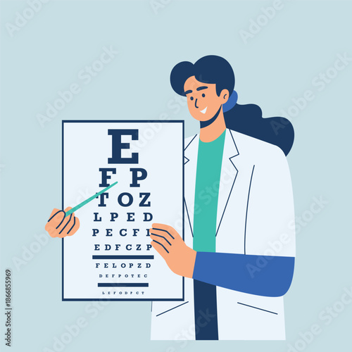 reading eye chart test illustration