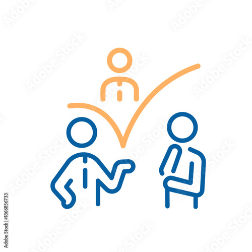 Hr professionals evaluating and choosing the right person for a job position. Recruitment, job search, and hiring concept. Thin line icon editable stroke