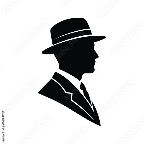 Vintage Gentleman Profile Silhouette Fedora Hat