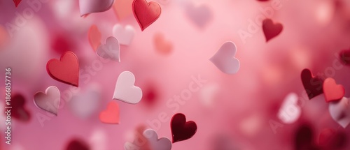 Soft Romantic Background with Floating Hearts Creating a Dreamy Atmosphere Perfect for Celebrating Love on Special Days