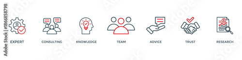 Expertise banner web icon vector illustration concept representing of high-level knowledge and experience with an icon of expert, consulting, knowledge, team, advice, trust, and research