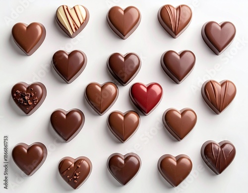 Chocolate Heart Candies Flat Lay for Valentine