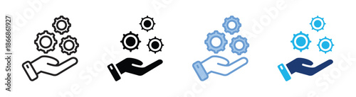 Process icon set multiple style collection