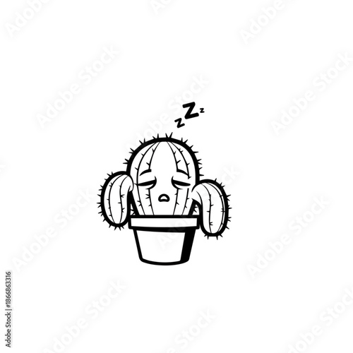 Sleepy Cactus Drawing