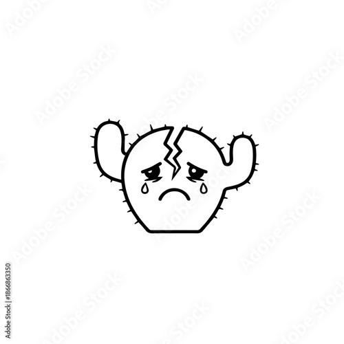 Sad broken cactus icon