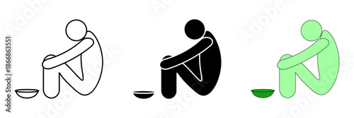 poverty line Set icon on white background