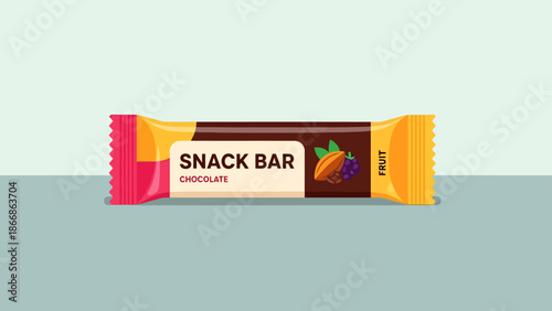 Chocolate Snack Bar Packaging Design with Fruit Elements for Commercial Use