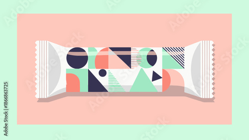 Modern Snack Bar Packaging Design with Geometric Abstract Pattern