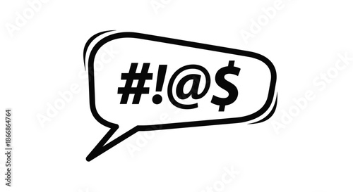 Black and white speech bubble icon with grawlix symbols, representing cursing, swearing, profanity, or obscene language in comics.