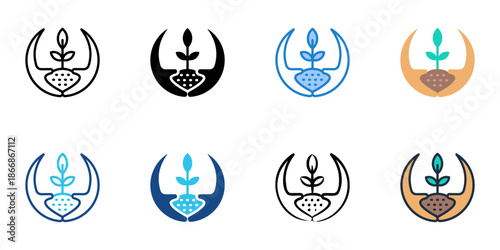 Planting icons set multiple style collection. Editable stroke 
