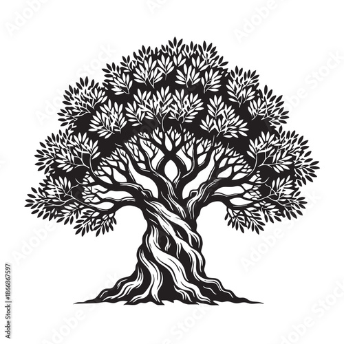 tree, black, white, illustration, nature, art, design, graphic, symbolic, branches, roots, leaves, monochrome, drawing, plant, botany, silhouette, style, icon, logo, element, minimalist, abstract, orn