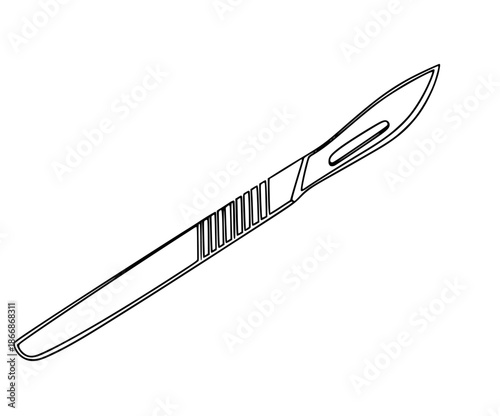 Scalpel surgical instrument for medical procedures and operations with surgery and doctor and hospital and healthcare and equipment and medical tool and cutting