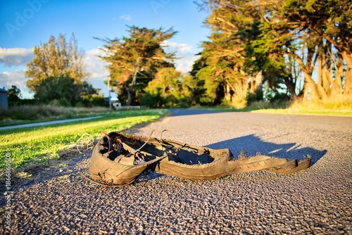 Vászonkép Tyre Remains On Roadway