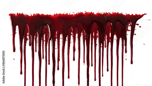 This image depicts vivid red blood dripping from a jagged, irregular surface, creating a dramatic, macabre visual effect suitable for horror or artistic themes.