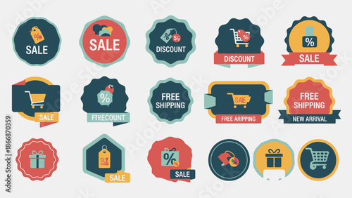 Shopping Sale Discount Labels and Badges Set