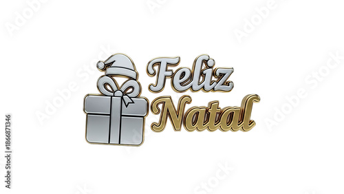 Feliz Natal 3D Gift and Santa Hat