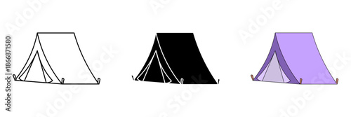 camping tent set icon on white background