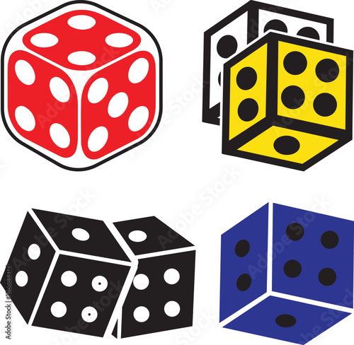 Ludo Dice Vector Set Collection. Gaming Dice Vector Illustration.