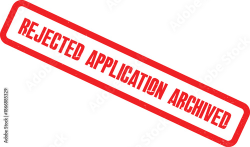 A red rejected application archived stamp on a white background viewed from directly above