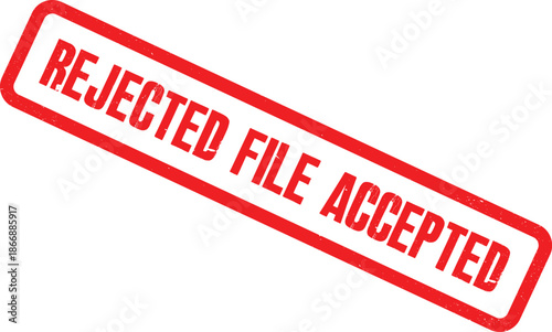 A red rejected stamp on a white background viewed from directly above