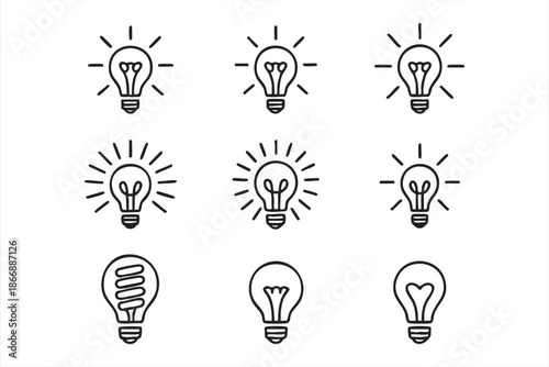 Energy and Idea Line Icons for Digital Interfaces and Dashboards