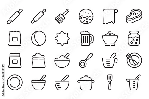 Baking and Cooking Icons for Recipe Apps and Web UI