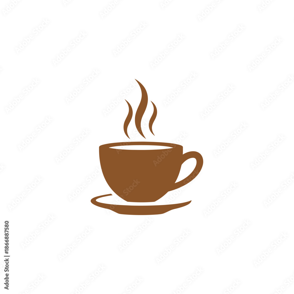 Obraz premium A steaming cup of coffee on a saucer illustration.