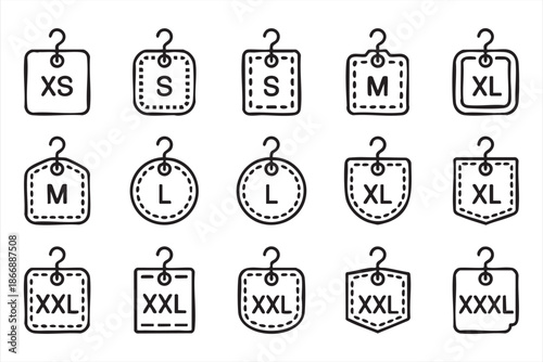 Apparel Size Label Icons for Online Store and UI Design