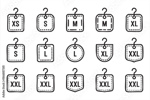 Clothing Label and Size Icons for Retail UI Systems