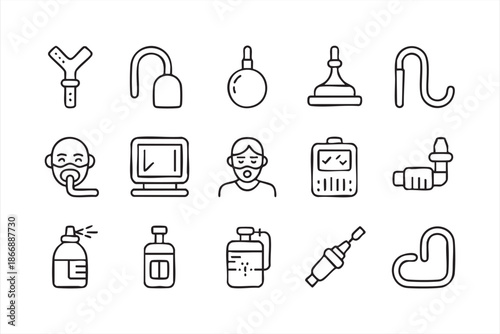 Medical Oxygen Supply Icons for Clinical UI Systems